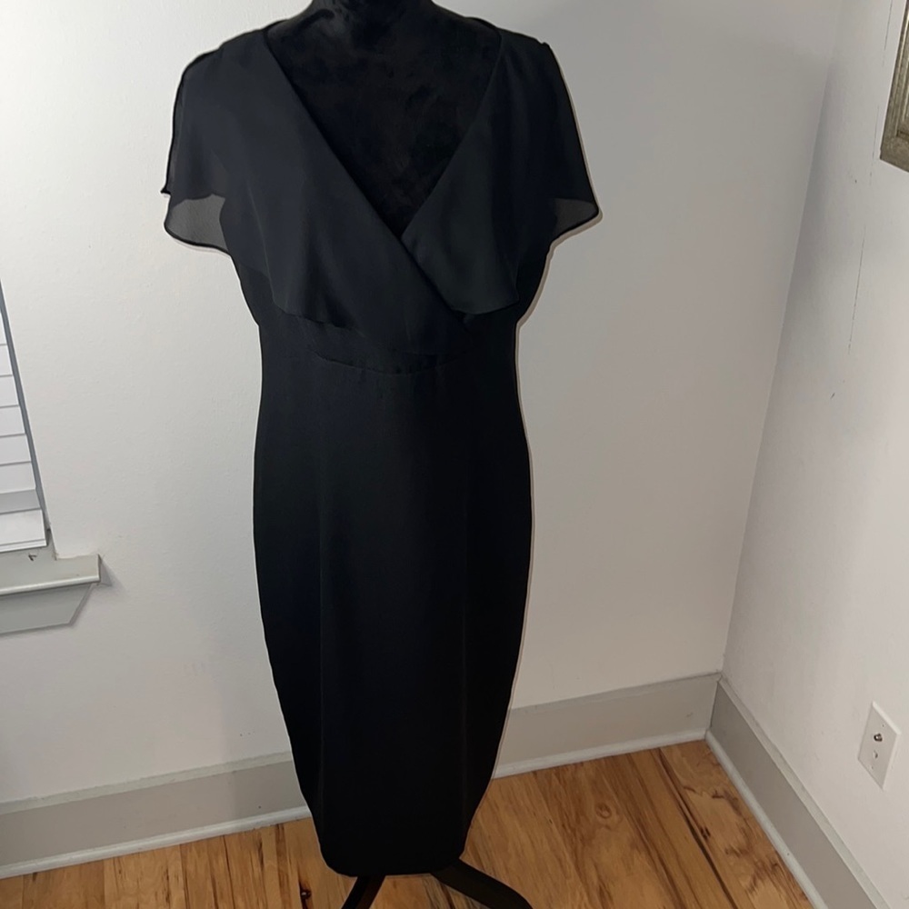 Sharon Young black sleeveless ruffle top cross dress‎ Sz 8